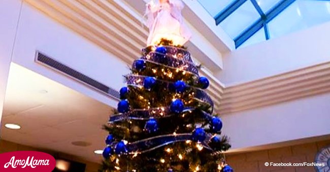 Christmas tree decorated in blue installed to honor every officer killed on duty in Indiana