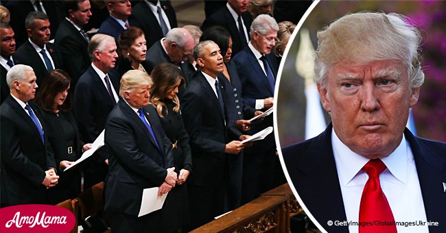 Trump refuses to sing hymns with other presidents at Bush’s funeral – his lips are not moving