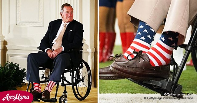 People honor Bush by posting pics of their colorful socks that helped make him a style icon