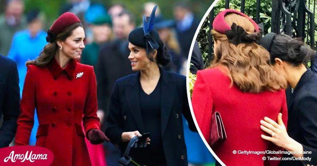 Meghan Markle gives a pat on the back to Kate Middleton in a viral video amid rumors about feud