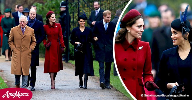 First media photos of Harry, Meghan, Kate, and William on Christmas morning at Sandringham