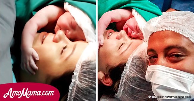 Dad films daughter’s birth. Suddenly, newborn daughter hugged mom for the first time