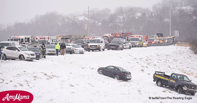 Dozens of cars stuck in 'large pile up' on Route 222 during snow squall in Wyomissing