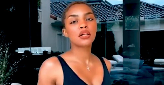China Mcclain Flaunts Figure In Blue Top Showing Her Belly Tattoo In A Tiktok Video