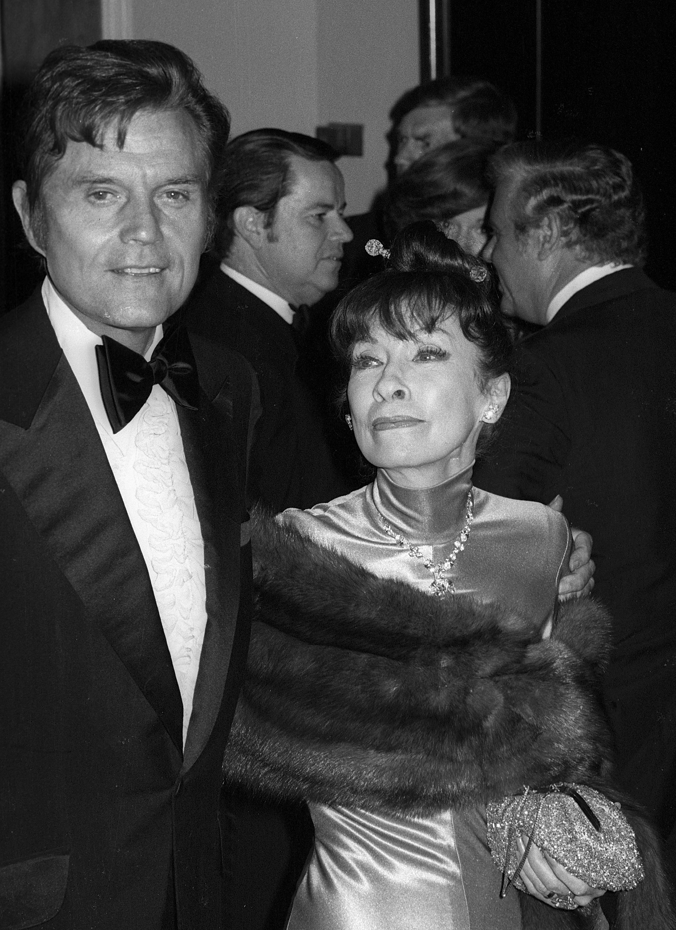 Actor Jack Lord and wife Marie attend the Eighth Annual American Film Institute (AFI) Lifetime Achievement Award Salute to James Stewart on February 28, 1980 at the Beverly Hilton Hotel in Beverly Hills, California. | Source: Getty Images