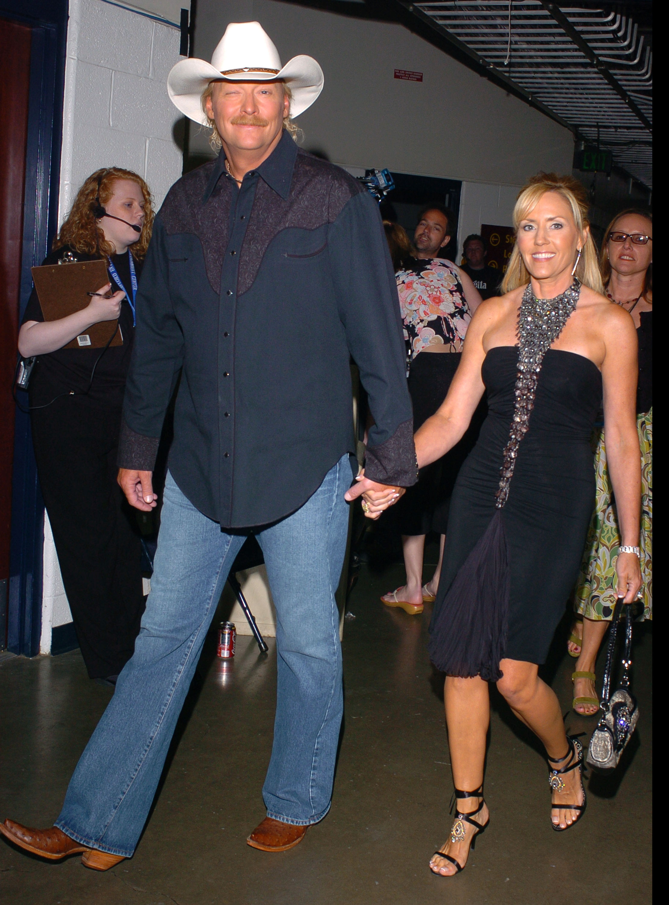 Alan Jackson and Denise during 2005 CMT Music Awards - Backstage at Gaylord Entertainment Center in Nashville, Tennessee | Source: Getty Images