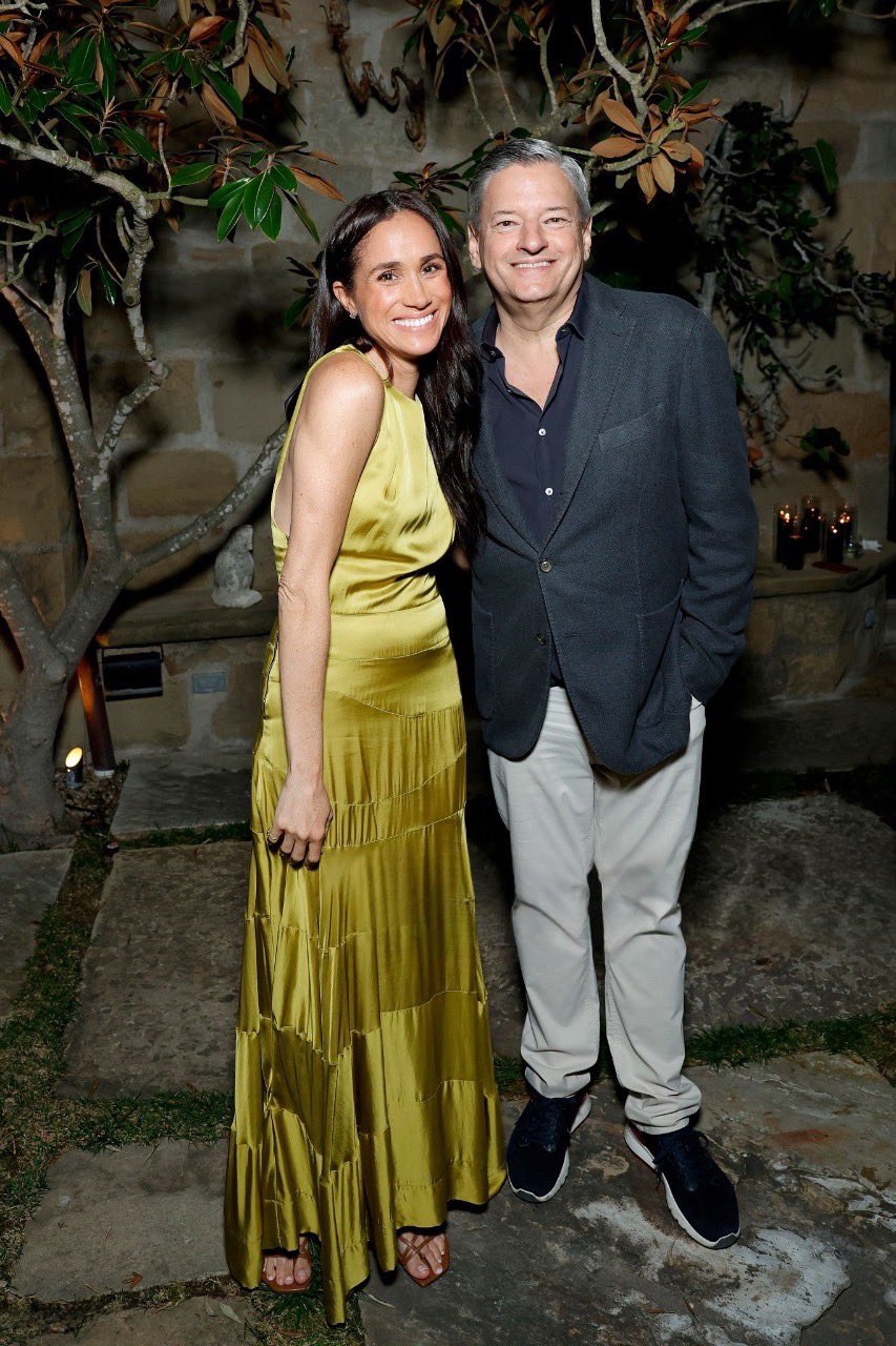 Meghan, Duchess of Sussex and Ted Sarandos at Netflix's "BEEF" Season 2 Montecito Tastemaker at a private residence on 10 April 2026 in Montecito, California. | Source: X/ChrisBaronSmit1