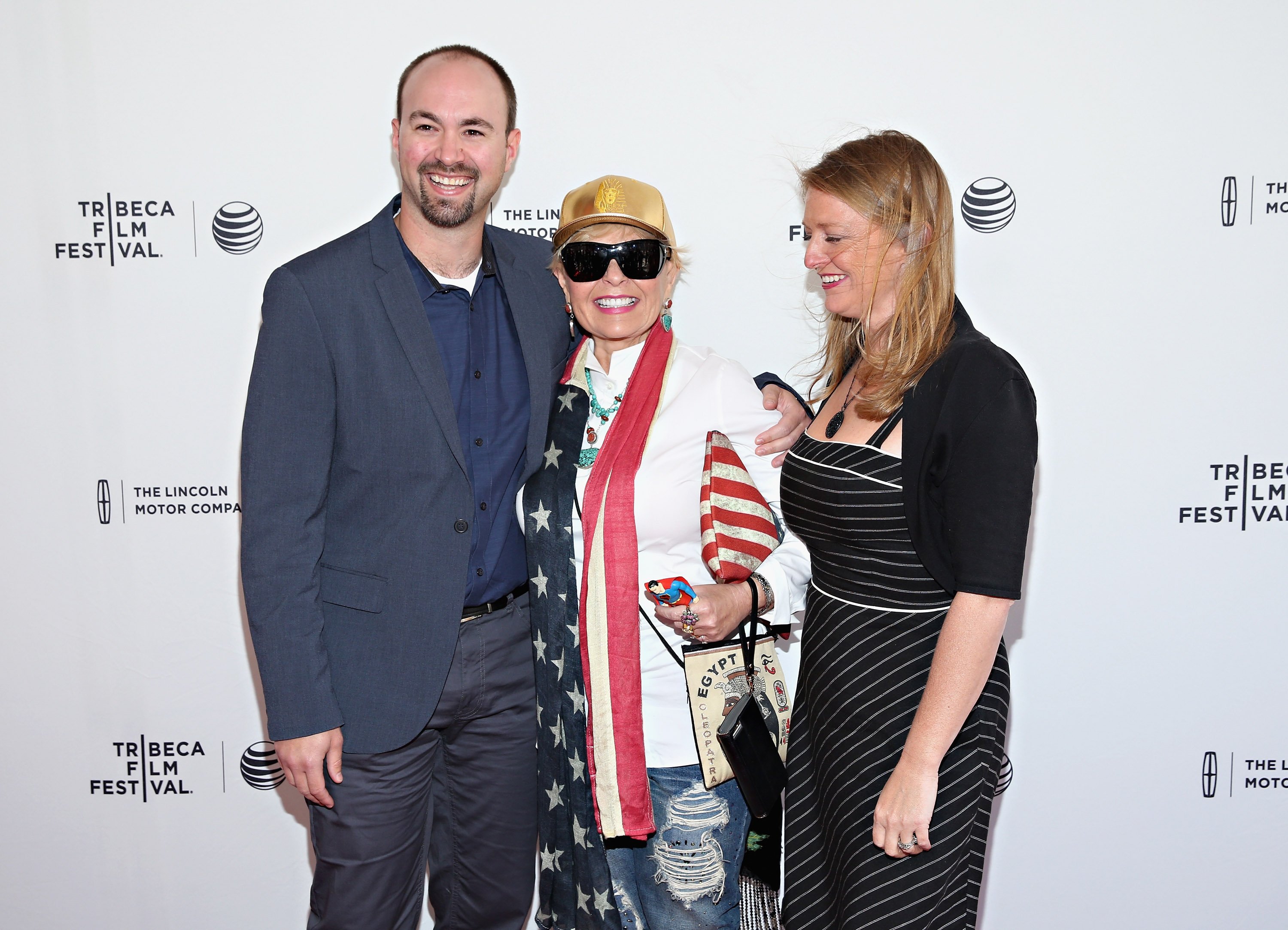 Jake Pentland, Roseanne Barr, and Brandi Brown at the world premiere of the documentary "Roseanne For President!" during the Tribeca Film Festival on April 18, 2015, in New York City. | Source: Getty Images