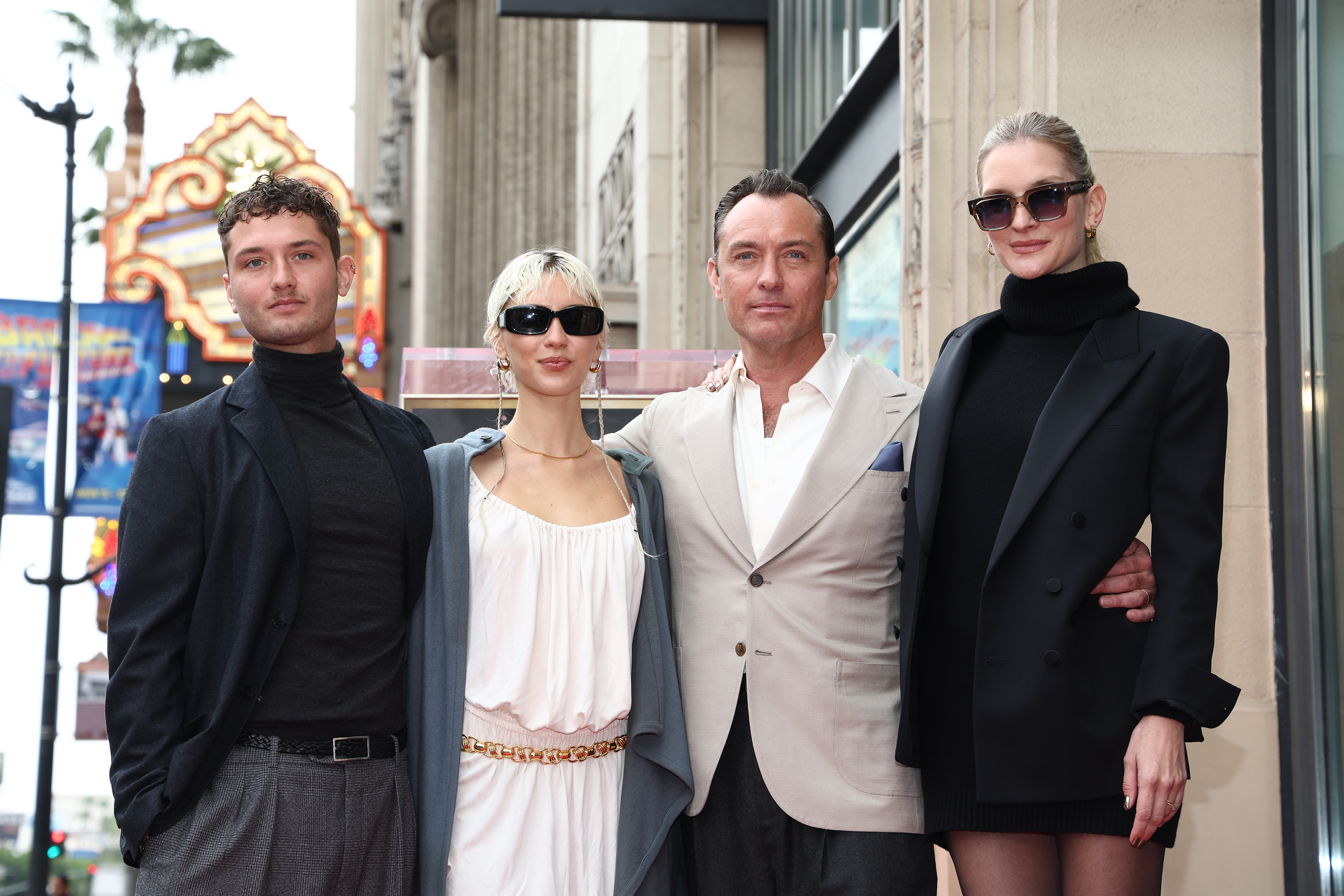 Raff Law, Iris Law, Jude Law, and Phillipa Coan on December 12, 2024, in Hollywood, California | Source: Getty Images