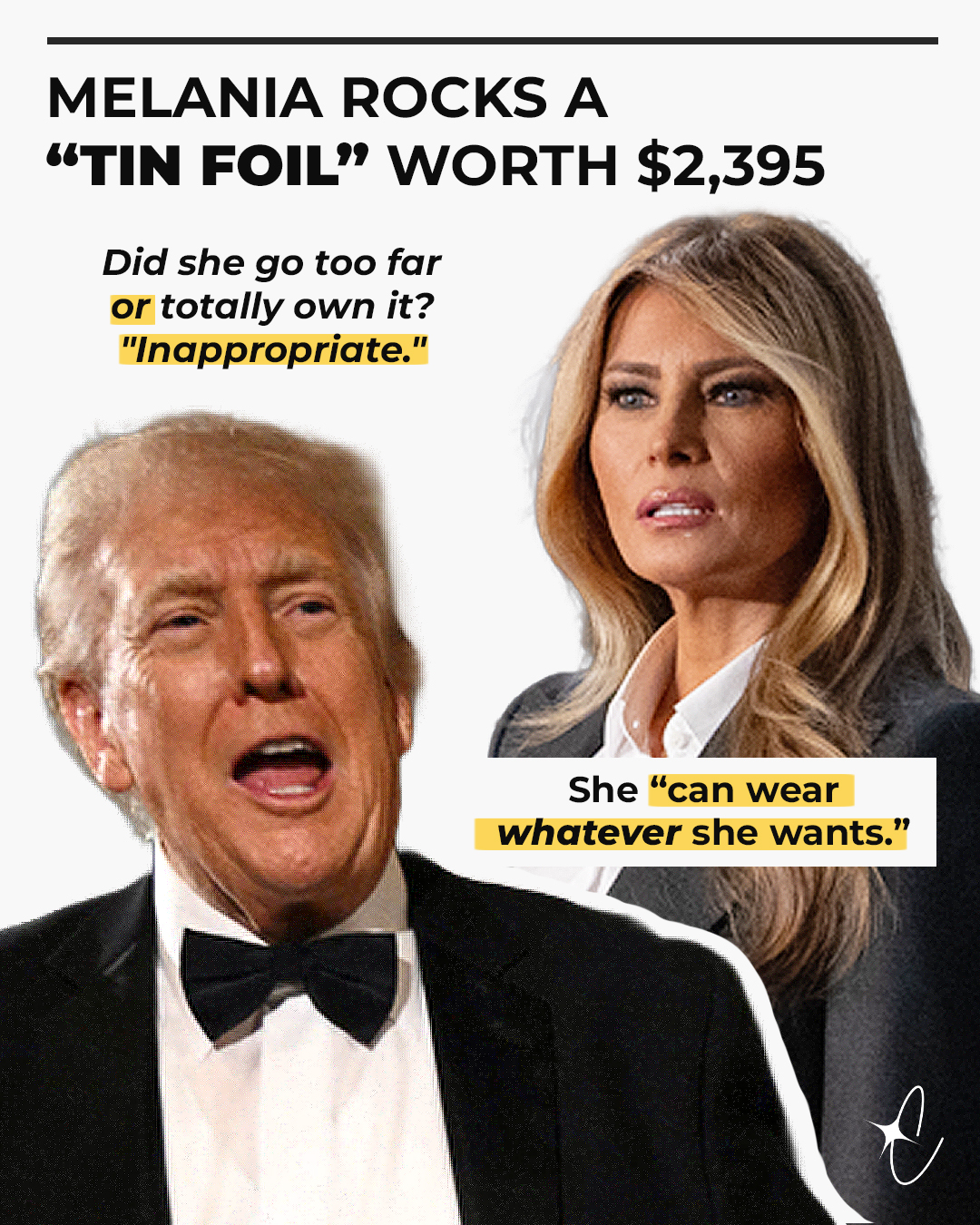 Melania Trump stole attention from her husband when she showed up in an eye-catching "tin foil" pants. What do you think of her fashion choice? | Source: Getty Images