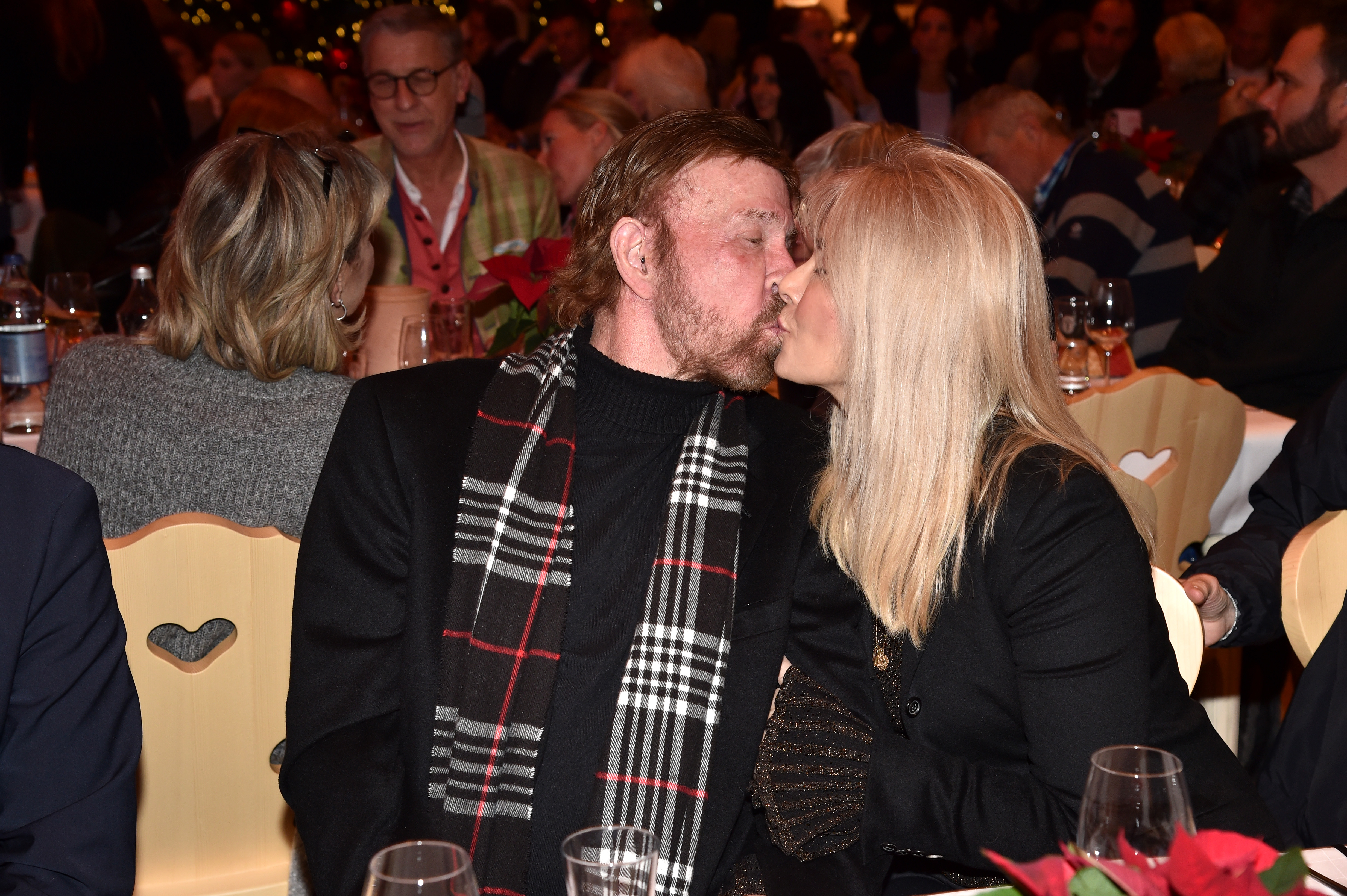 Chuck Norris and wife Gena O'Kelley during the Gut Aiderbichl Christmas Market opening on November 12, 2019 in Austria. | Source: Getty Images