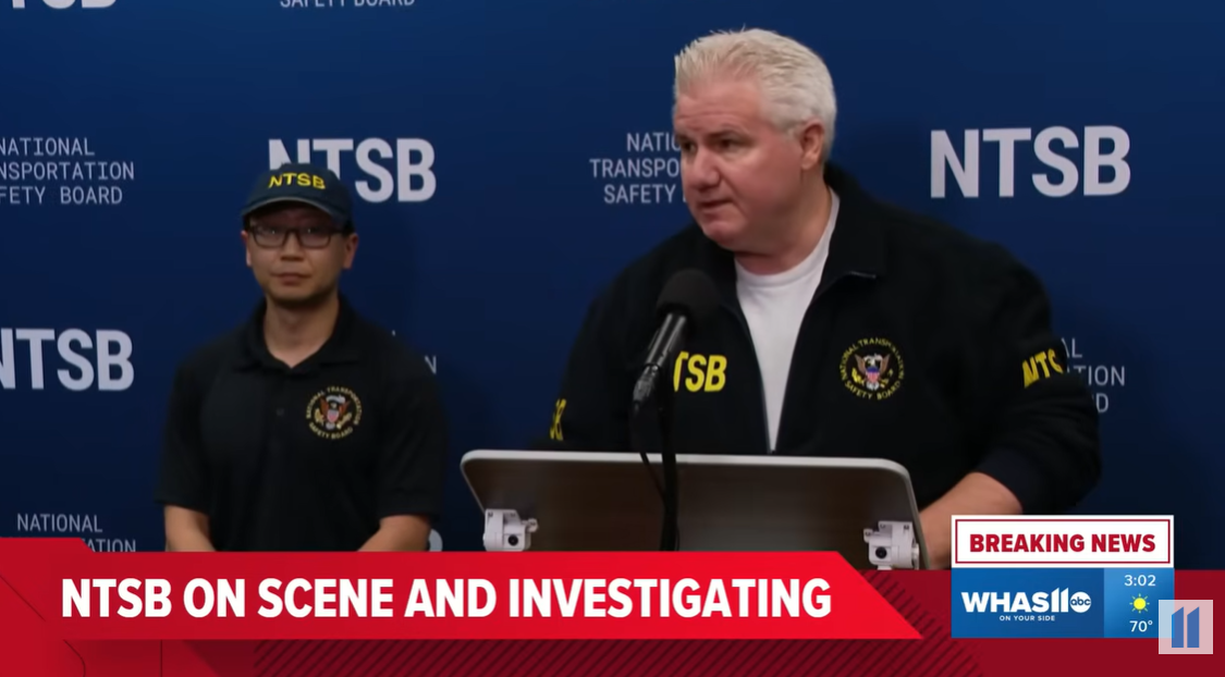 NTSB spokesperson Todd Inman speaks at a press conference in Louisville following the deadly UPS cargo plane crash, as as posted on November 6, 2025 | Source: YouTube/WHAS11News