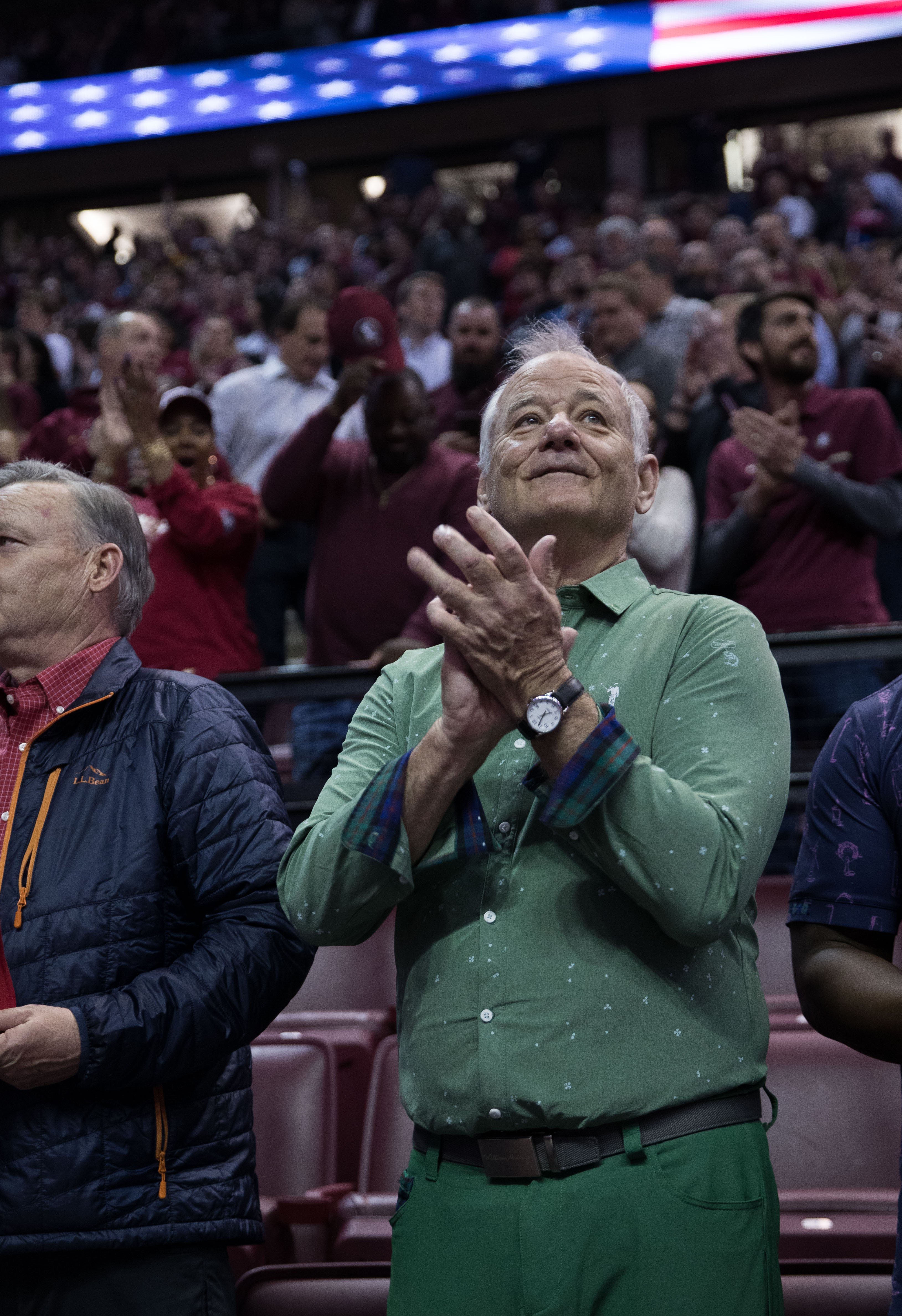 Bill Murray cheers on his son Luke's team, the Louisville Cardinals against the Florida State Seminoles in Tallahassee, FL in 2020. | Source: Getty Images