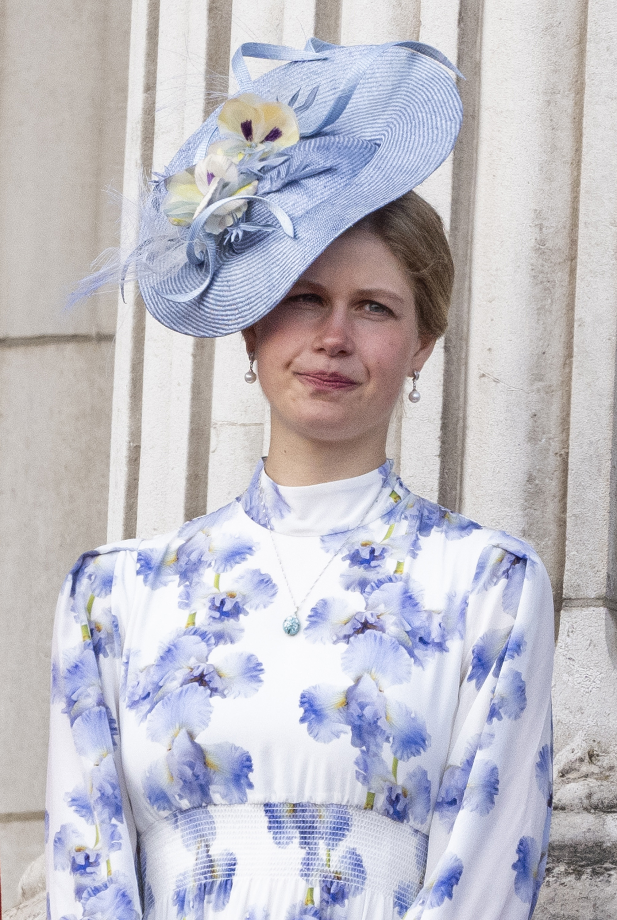 Lady Louise Windsor casts a serious glance at Trooping the Colour in London on June 15, 2024. | Source: Getty Images