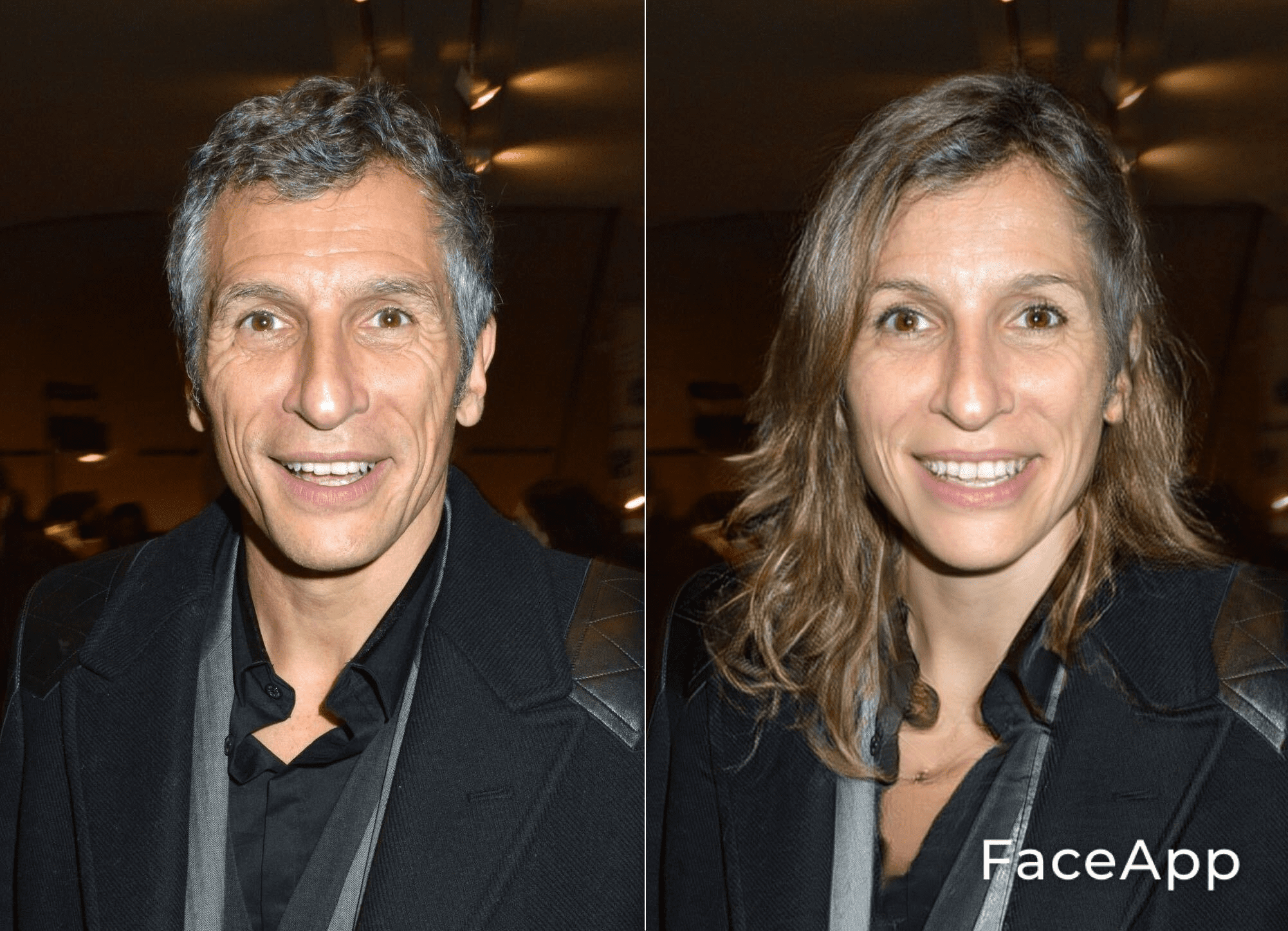 Le présentateur Nagui en femmme. l Source : Getty Images/Face App Le présentateur Nagui en femmme. l Source : Getty Images/Face App