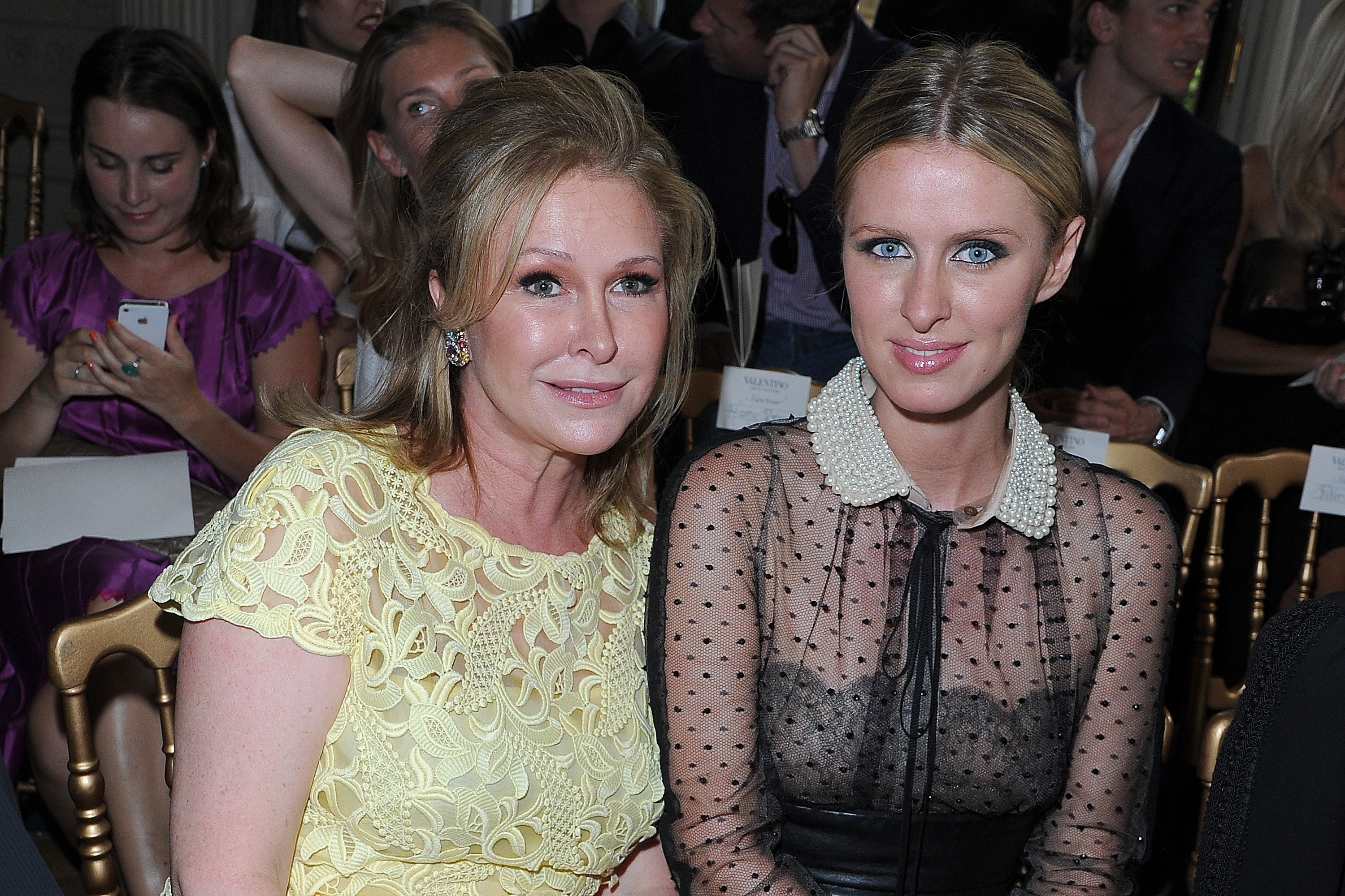 Kathy Hilton and Nicky Hilton at the Valentino Haute-Couture during Fashion Week Fall / Winter 2012/13, in Paris, France. | Source: Getty Images