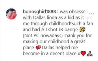 Another fan comment on Linda's post for Larry Hagman| Instagram: @lindagray_