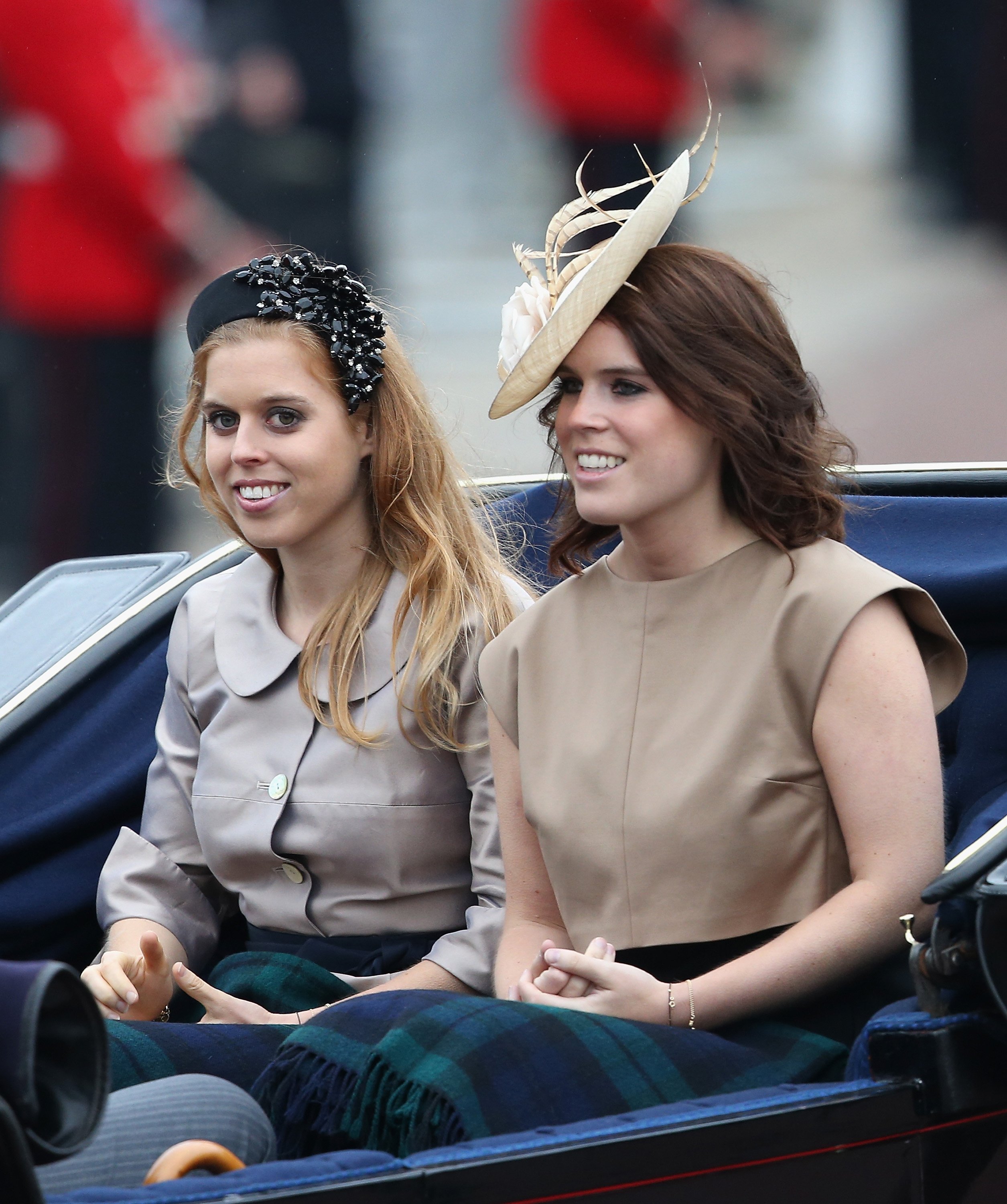 Princess Beatrice and Princess Eugenie during the Trooping the Colour on June 13, 2015, in London, England | Source: Getty Images