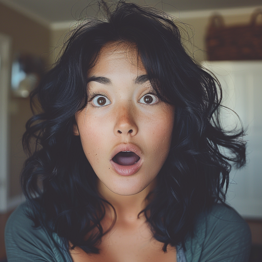 A surprised young woman | Source: Midjourney
