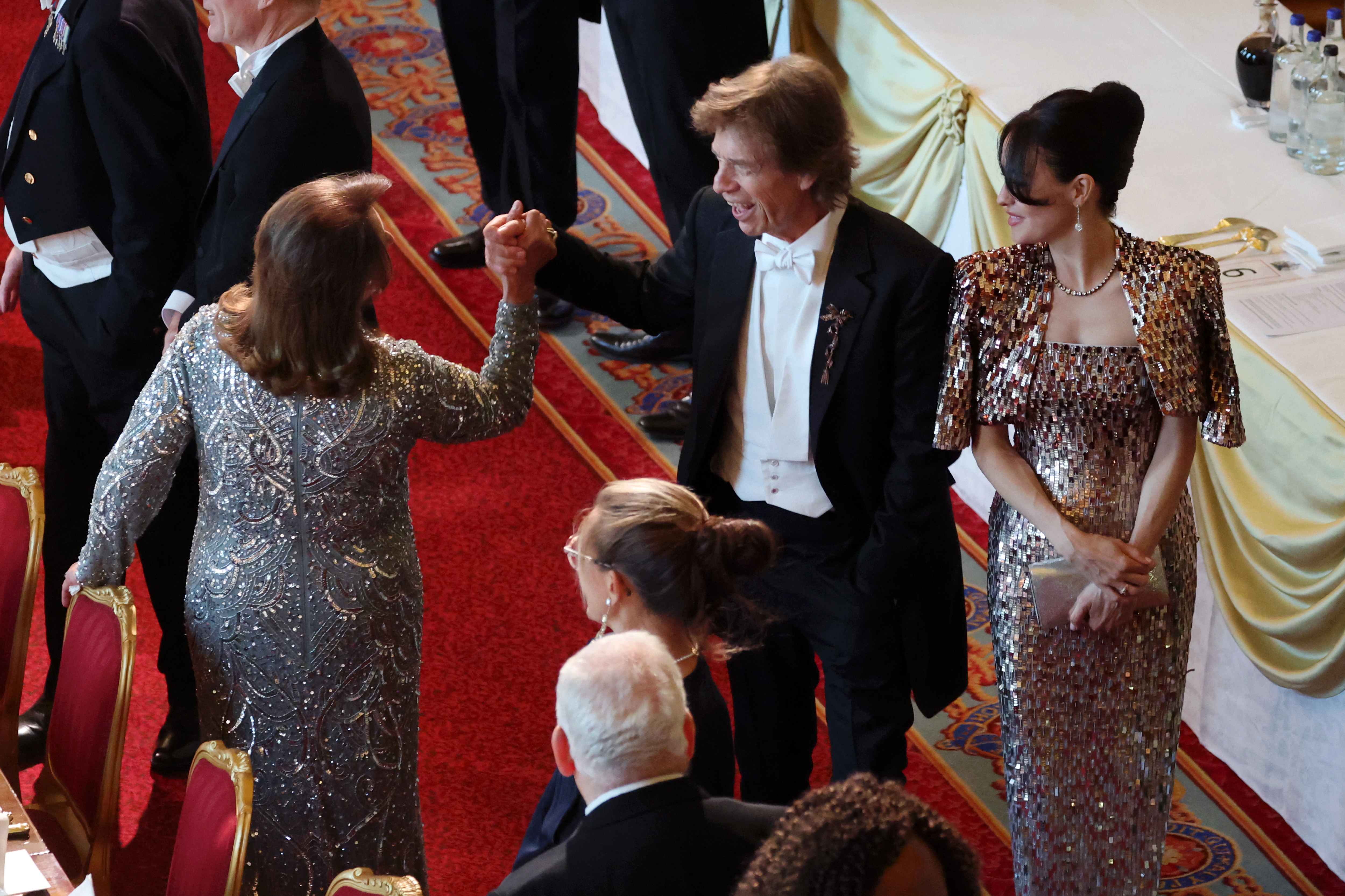 Mick Jagger and Melanie Hamrick at the State Banquet at Windsor Castle on July 8, 2025, in England. | Source: Getty Images