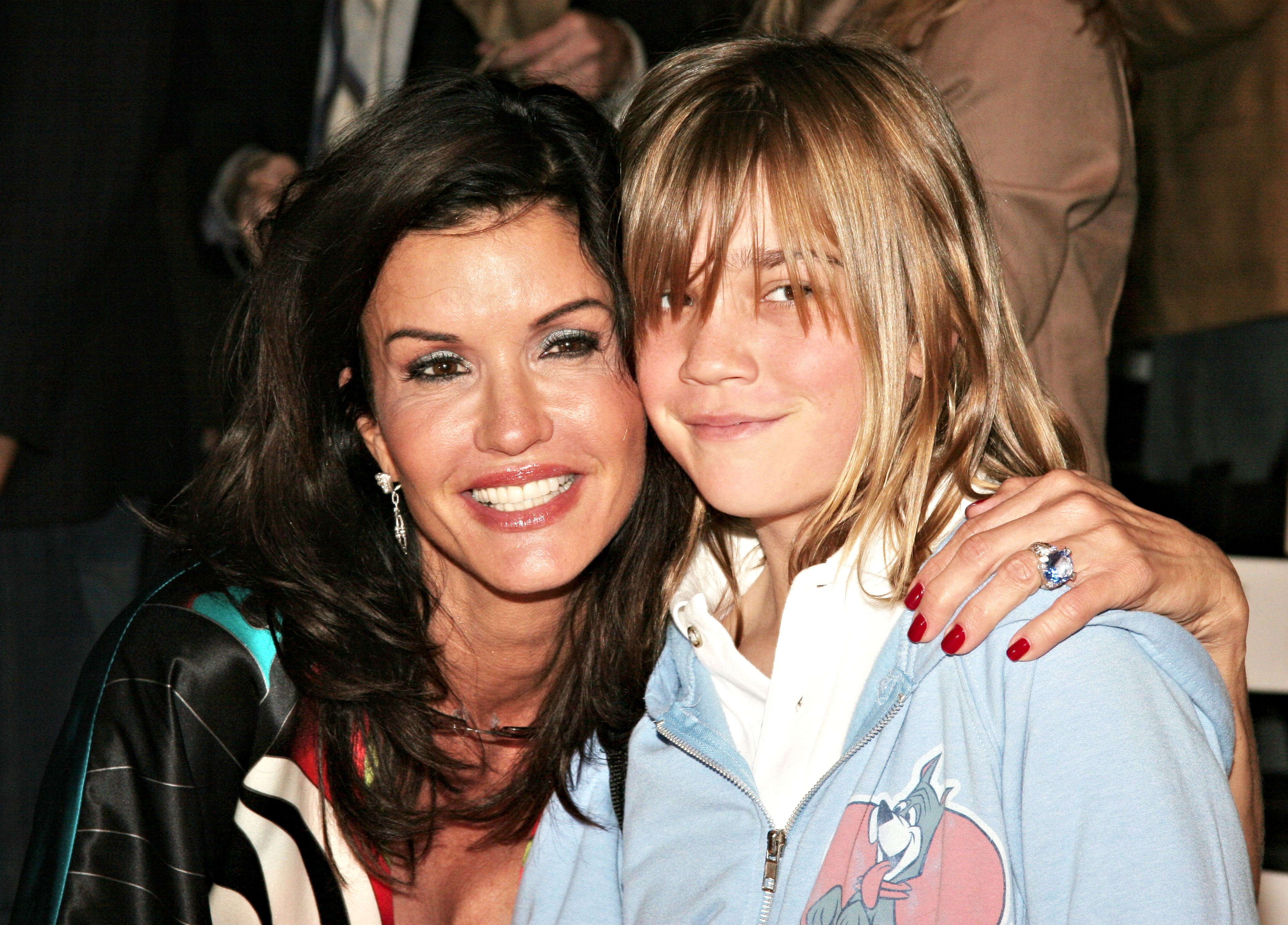 Model Janice Dickinson and Savannah at the Ashley Paige Spring 2006 show at Smashbox Studios on October 18, 2005 in Culver City, California. | Source: Getty Images