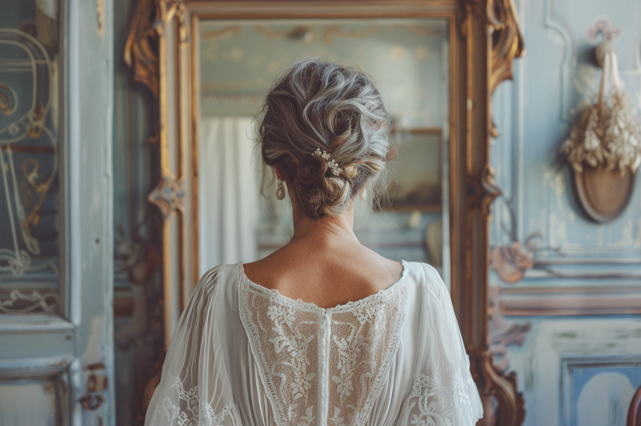 A mature woman studying her reflection | Source: Midjourney