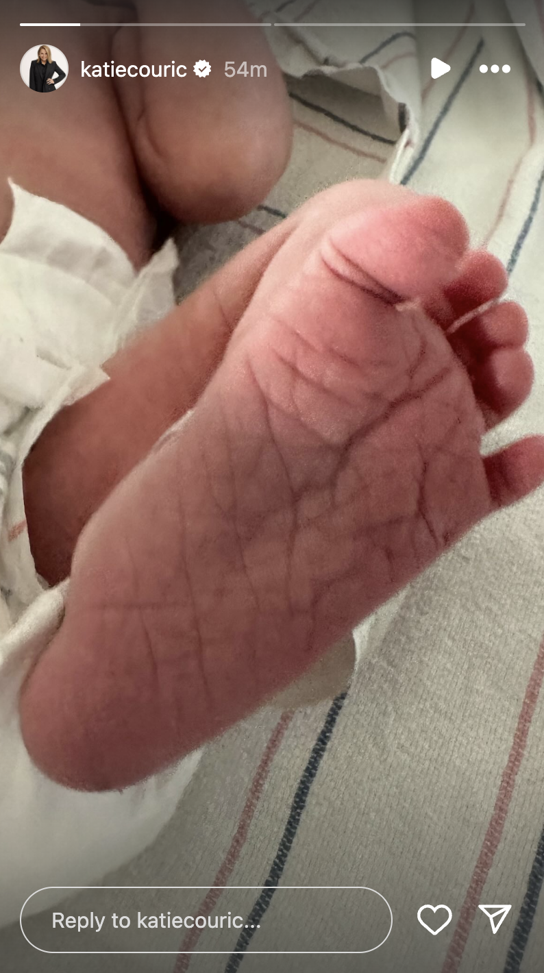 Katie Couric's grandson, Albert's foot, dated March 2024 | Source: Instagram/KatieCouric