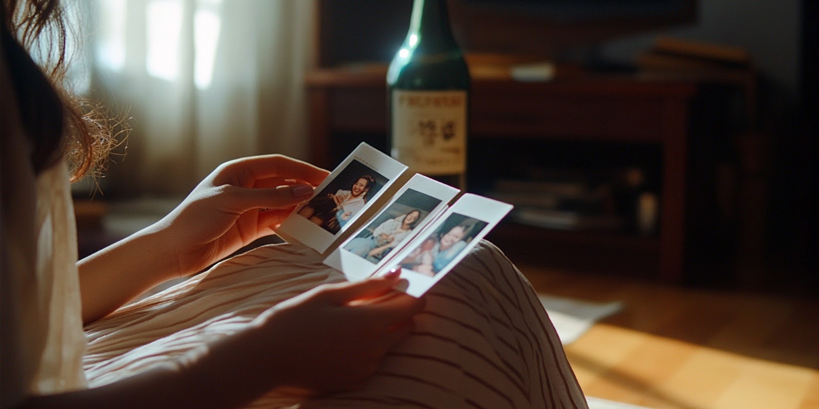 A woman holding some photos | Source: Midjourney