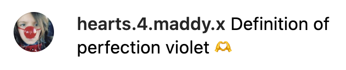 A comment on Violet McGraw Instagram post from April 7, 2023, by a fan account of her sister, Madeleine McGraw. | Source: instagram.com/violetmcgraw