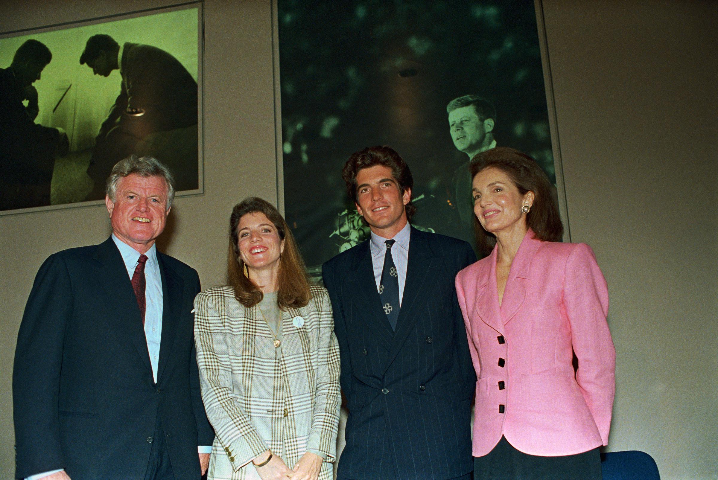 Edward Kennedy, Caroline Kennedy Schlossberg, John F. Kennedy Jr., and Jacqueline Kennedy Onassis in 1989 | Source: Getty Images