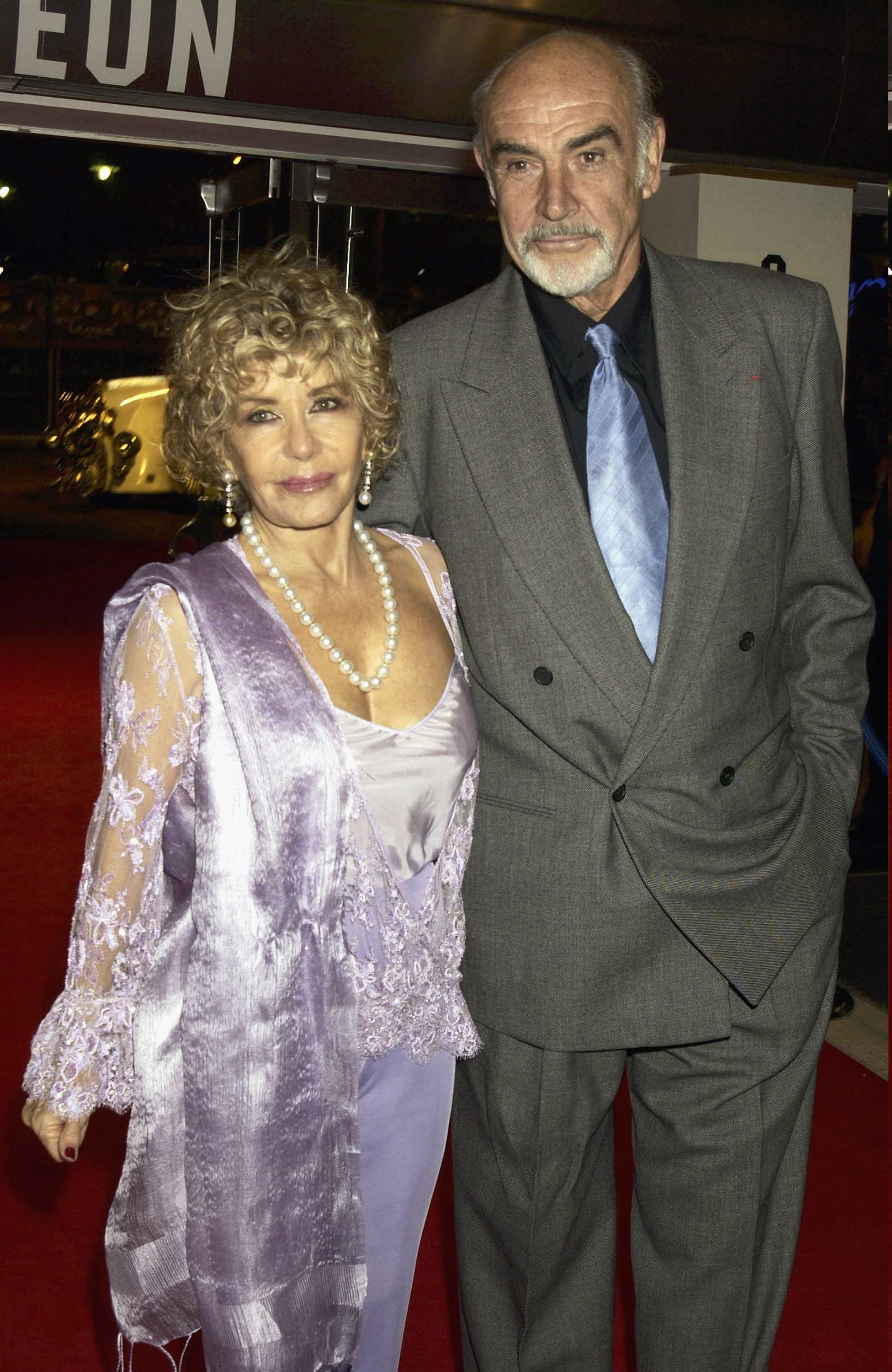 Sean Connery and Micheline attend the premiere of his film "The League of Extraordinary Gentlemen" at the Odeon Cinema on September 29, 2003, in Leicester Square, London. | Source: Getty Images