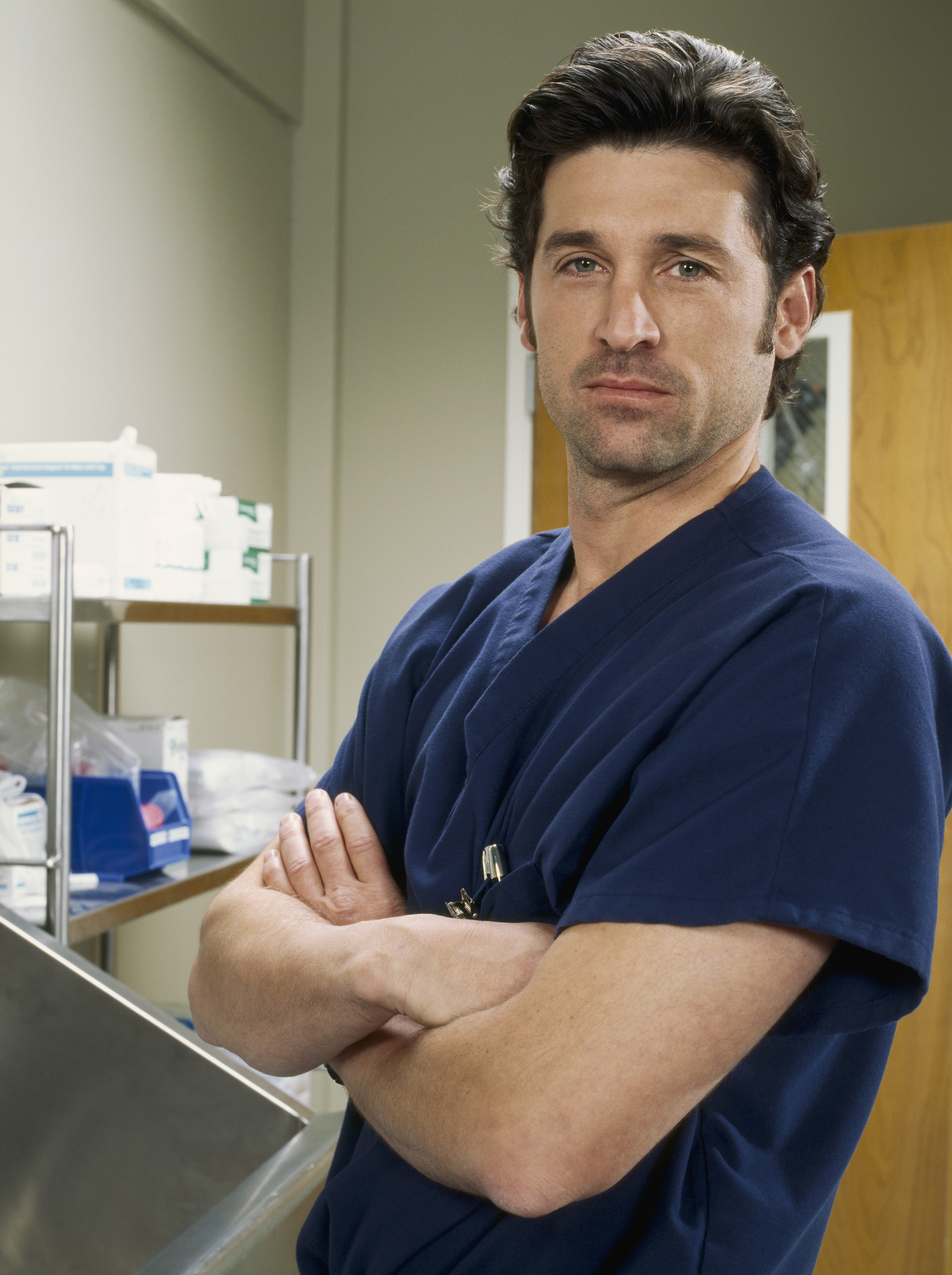 Patrick Dempsey posing as Dr. McDreamy from "Grey's Anatomy" in 2005. | Source: Getty Images