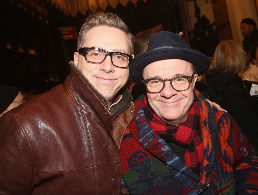 Devlin Elliott and husband Nathan Lane pose at the opening night of the play "Network" on Broadway at The Belasco Theatre on December 6, 2018. | Photo: Getty Images