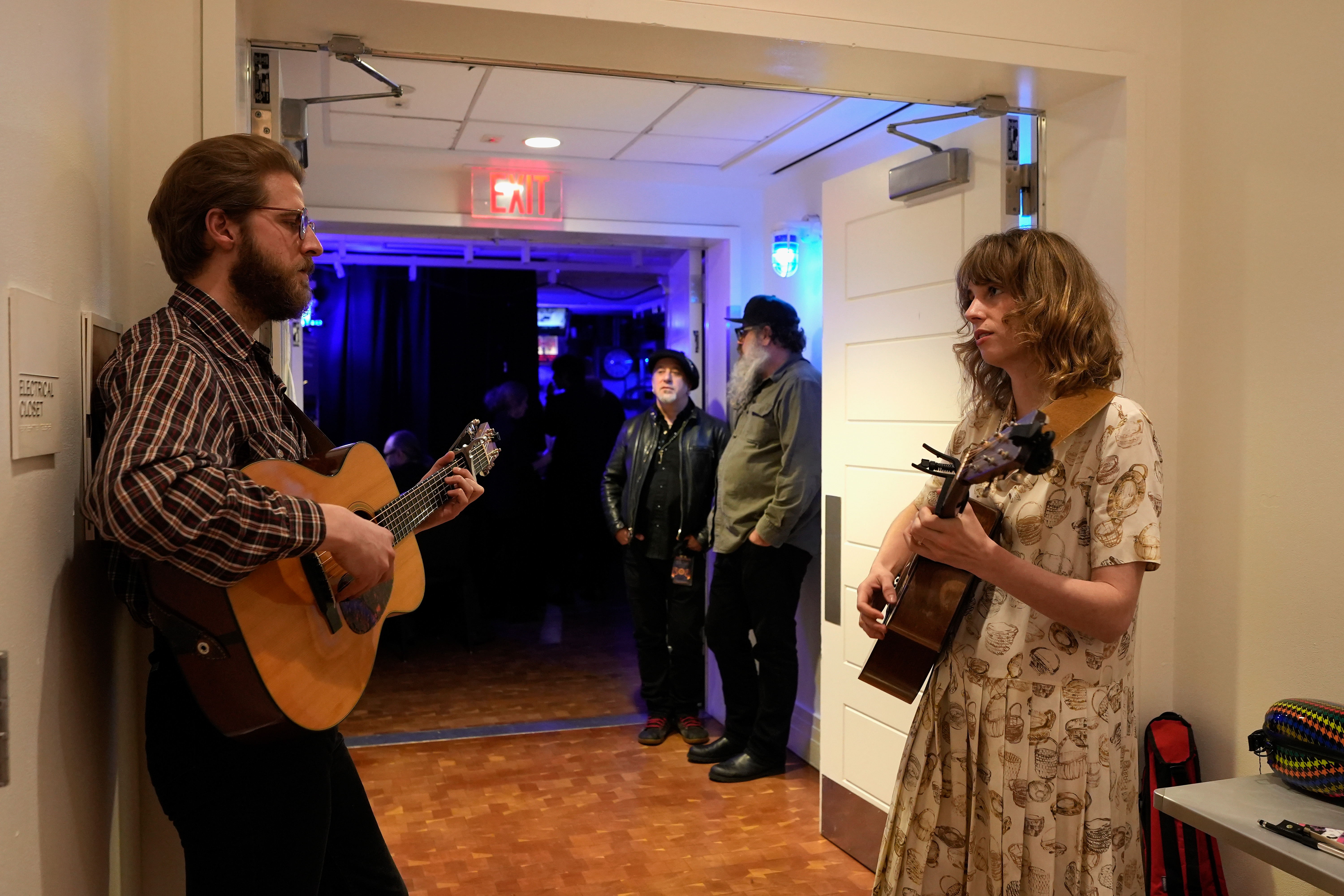 Christian Lee Hutson and Maya Hawke are seen backstage during the 37th Annual Tibet House US Benefit Concert at Carnegie Hall on February 26, 2024 in New York City. | Source: Getty Images