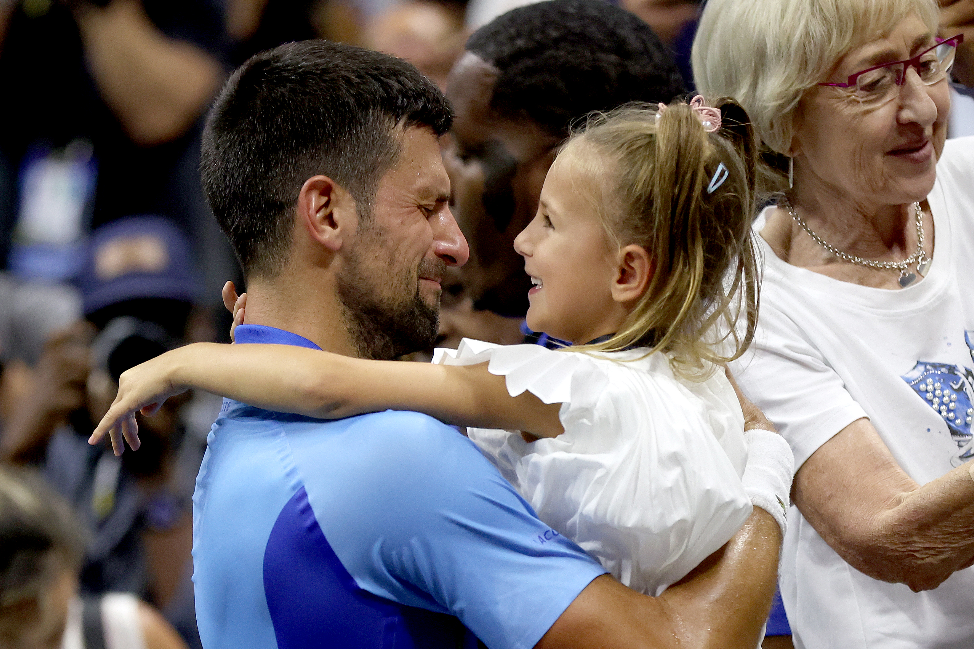 Novak Djokovic and his daughter in Tara in New York in 2023 | Source: Getty Images