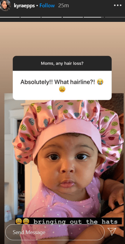 Another adorable picture of Indiana Rose in a hair bonnet on Instagram | Photo: Instagram/kyraepps