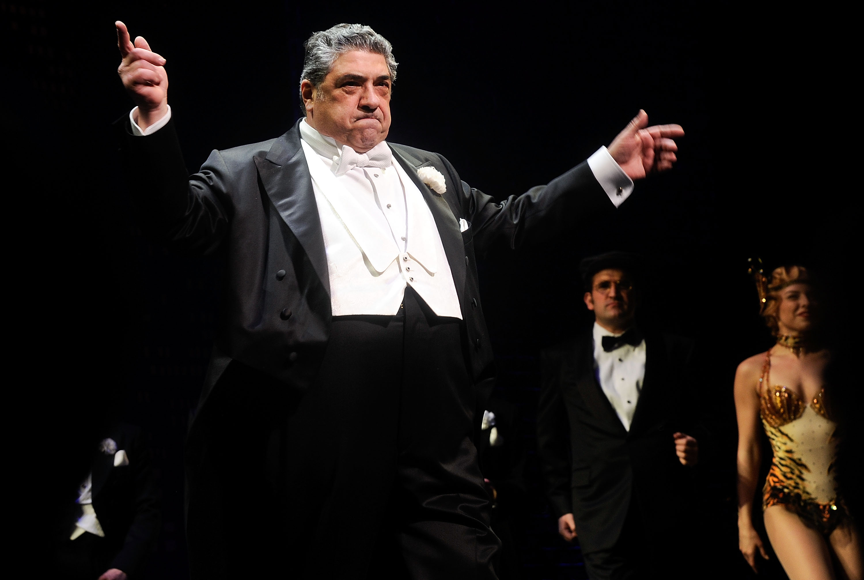 Vincent Pastore performs in the Broadway musical "Bullets Over Broadway" in 2014. The veteran actor's death at 80 prompted an outpouring of tributes celebrating not only his decades-long career but also the kindness, generosity, and loyalty friends said defined him away from the spotlight. | Source: Getty Images