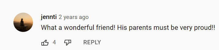 A user's comment on a video of a high school student who buys his friend a wheel chair from his savings. | Photo: youtube.com/USA TODAY 