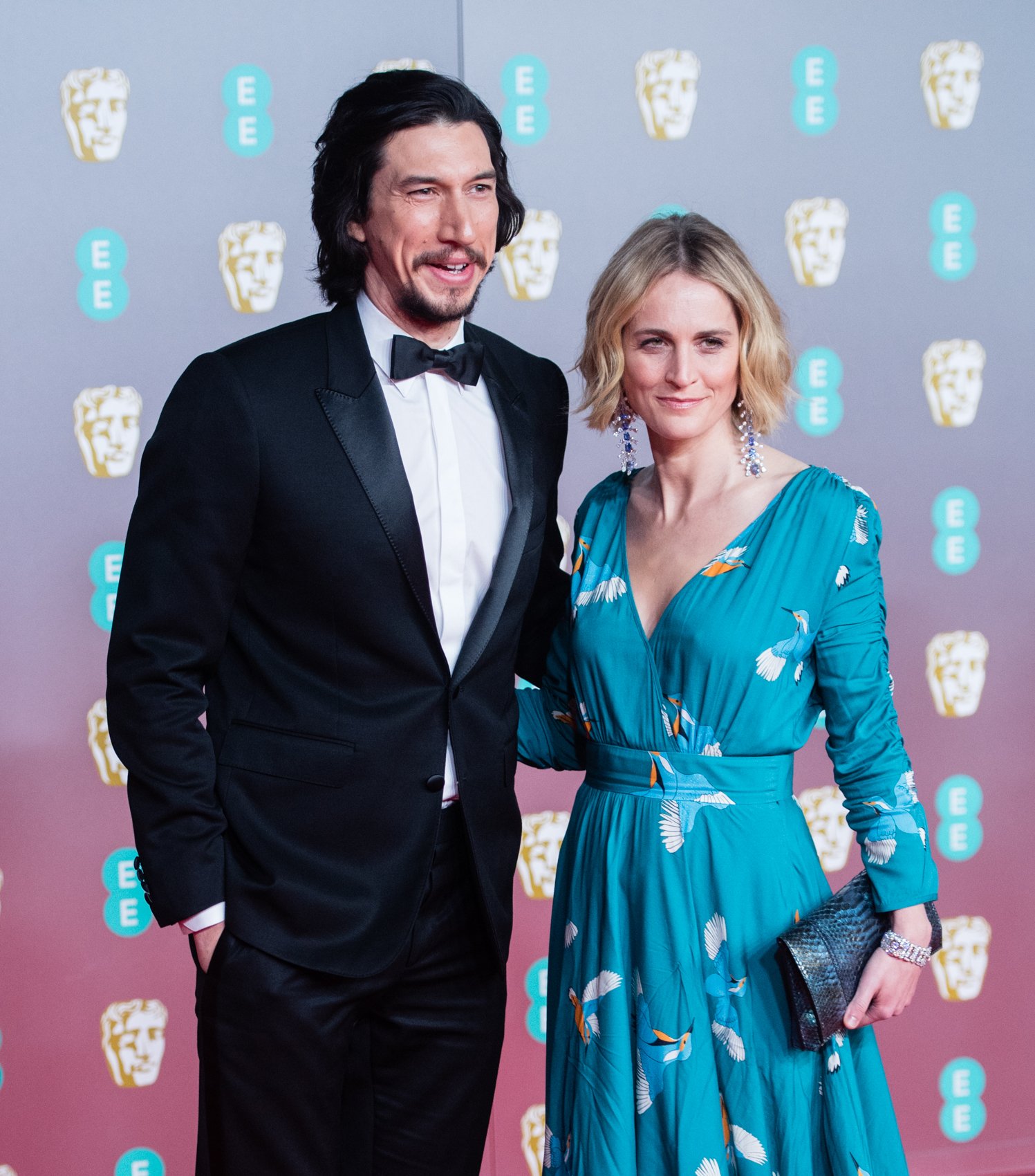 Adam Driver and Joanne Tucker at the EE British Academy Film Awards on February 02, 2020, in London. | Source: Getty Images