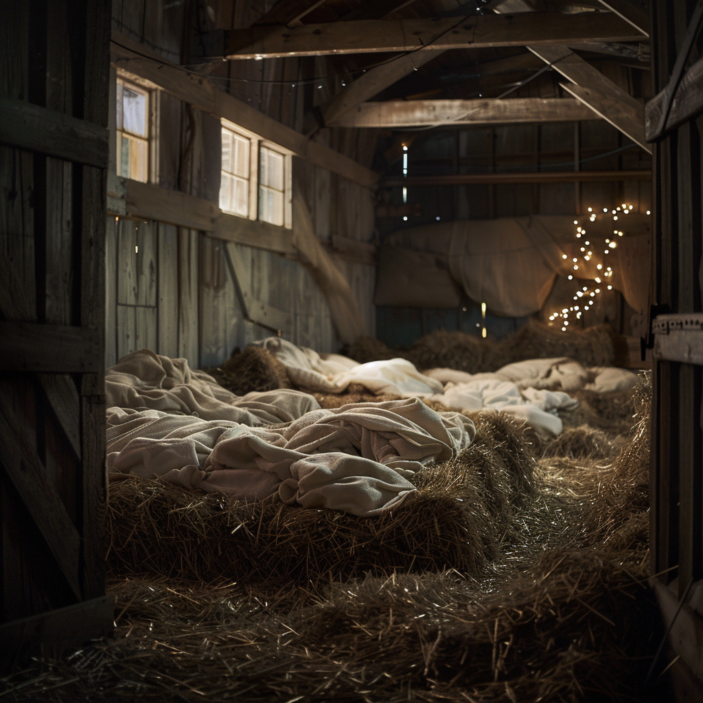 Blankets on stacks of hay | Source: Midjourney