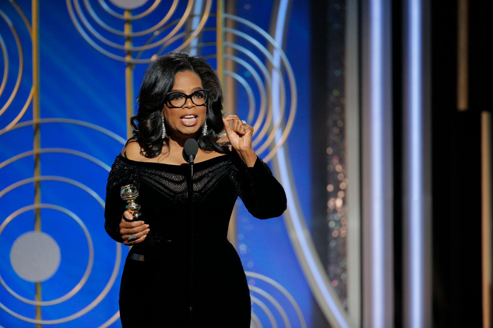 Oprah Winfrey accepting the 2018 Cecil B. DeMille Award during the 75th Annual Golden Globe Awards at The Beverly Hilton Hotel on January 7, 2018, in Beverly Hills, California. | Source: Getty Images