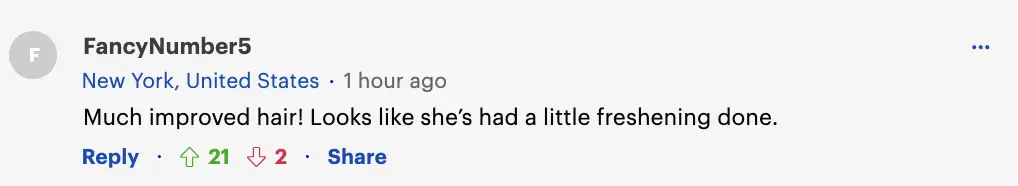 A fan's comment on Sarah Jessica Parker's ATG Summer Party look on September 13, 2023, in London, England | Source: Daily Mail