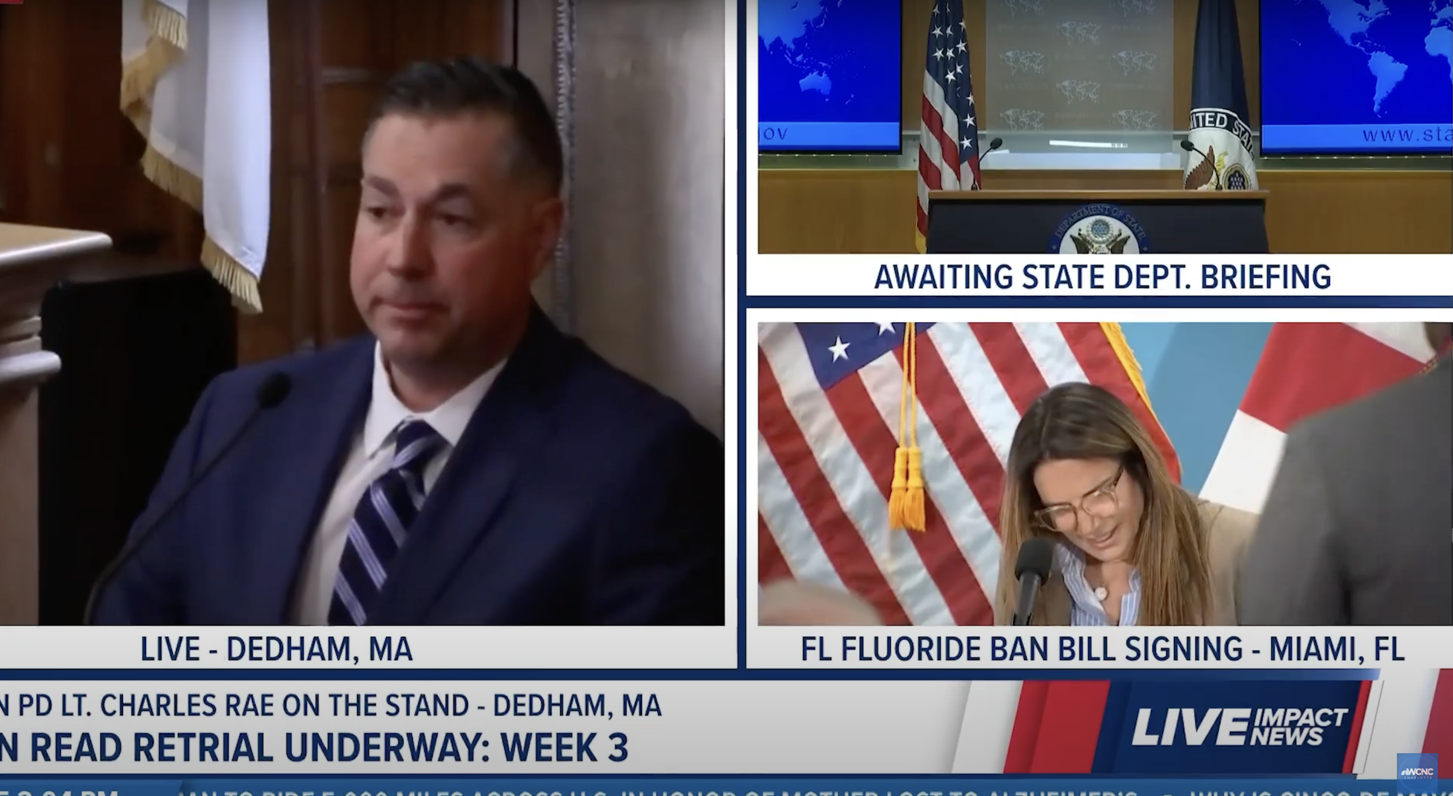 Senator Ileana Garcia is seen in the bottom left corner during a press conference in Miami, dated May 7, 2025 | Source: YouTube/WCNC