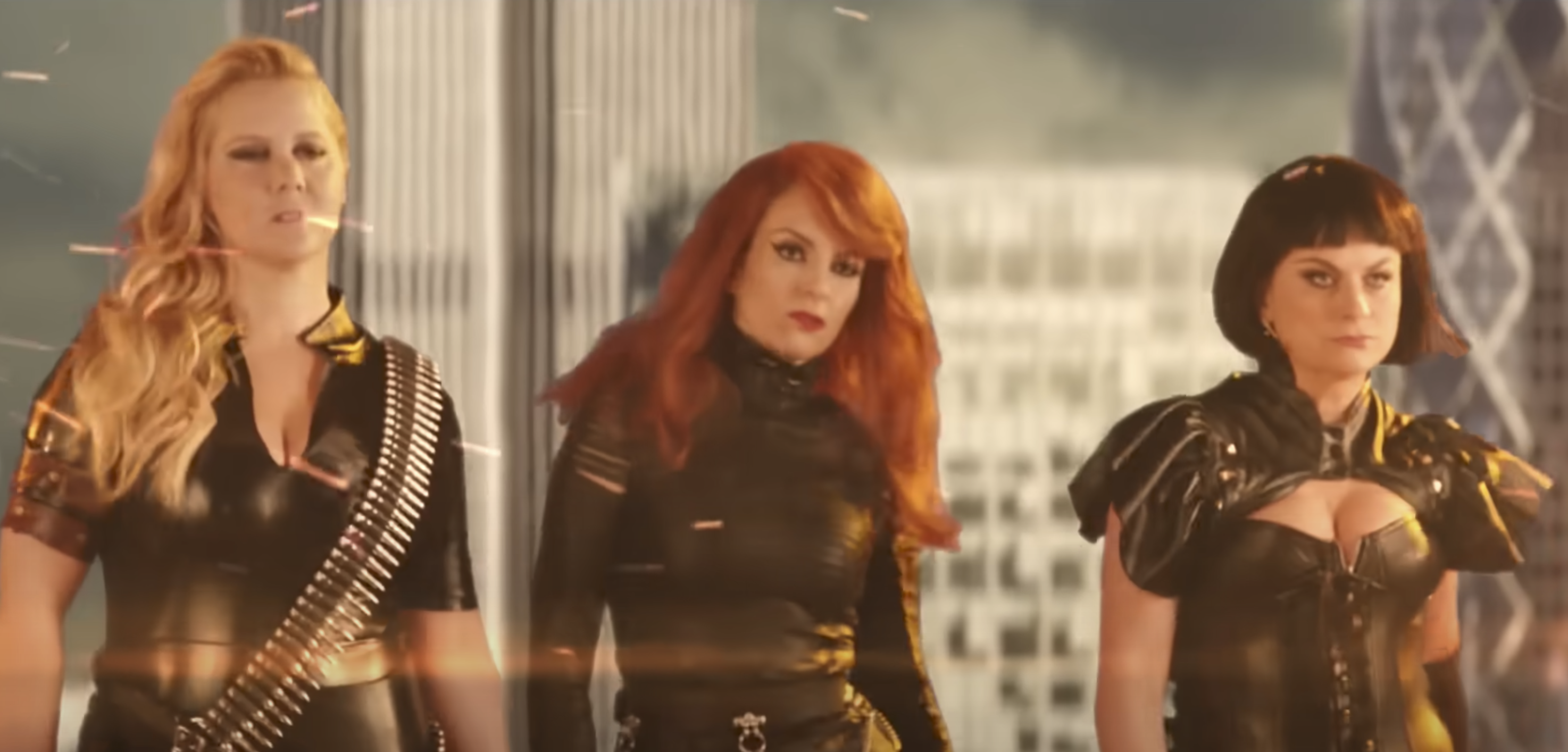 Amy Schumer, Tina Fey, and Amy Poehler appear on the "Bad Blood" parody | Source: YouTube/SNL