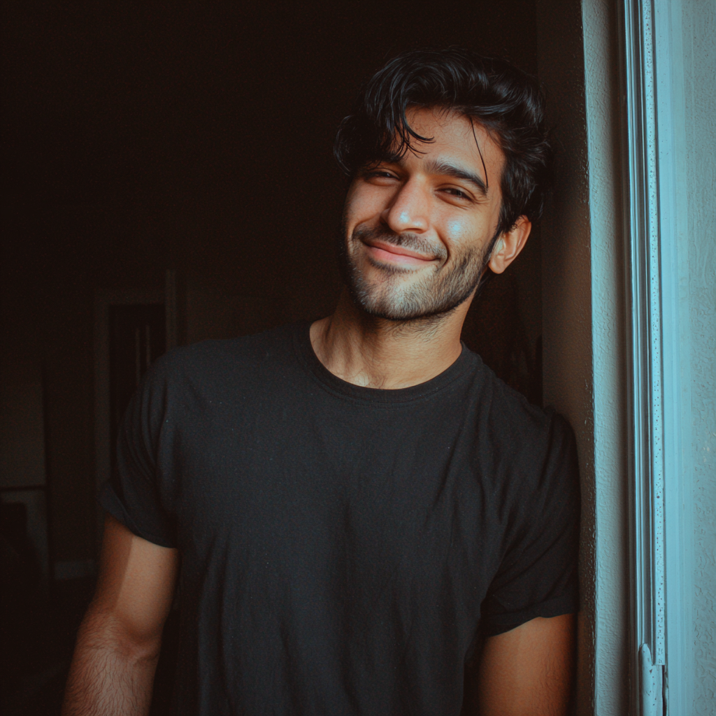 A man leaning against a doorframe | Source: Midjourney