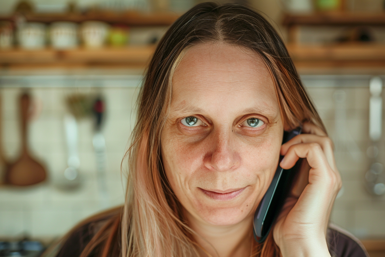 A woman with a phone against her ear | Source: Midjourney