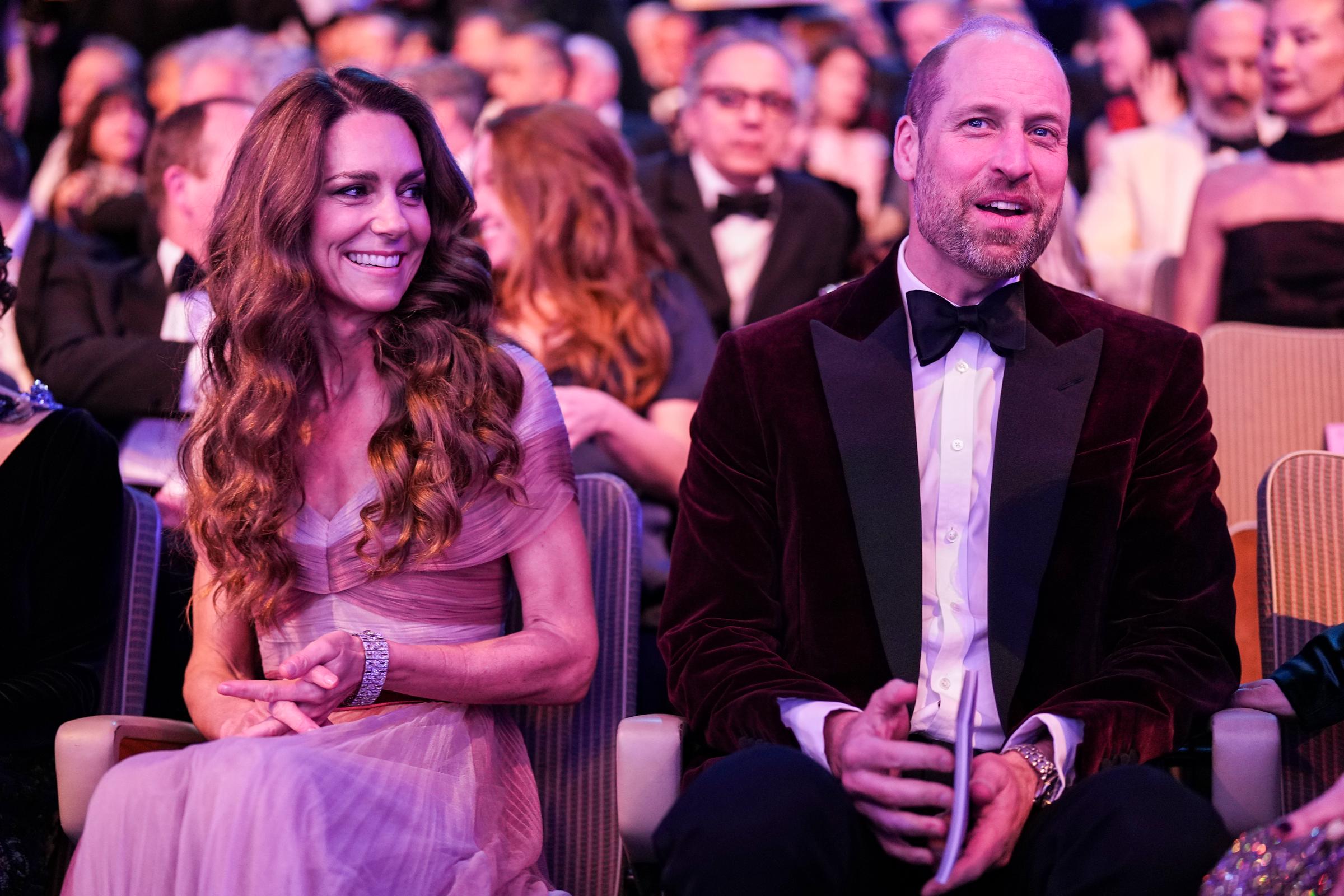 Princess Kate and Prince William are pictured smiling at the BAFTA Film Awards on February 22, 2026, in London, England. | Source: Getty Images
