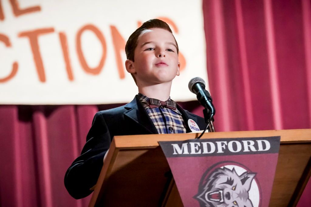 Sheldon (Iain Armitage). Unhappy that school funds are going towards football rather than academics, Sheldon decides to run for class president, on YOUNG SHELDON, Thursday, April 25 | Photo: Getty Images