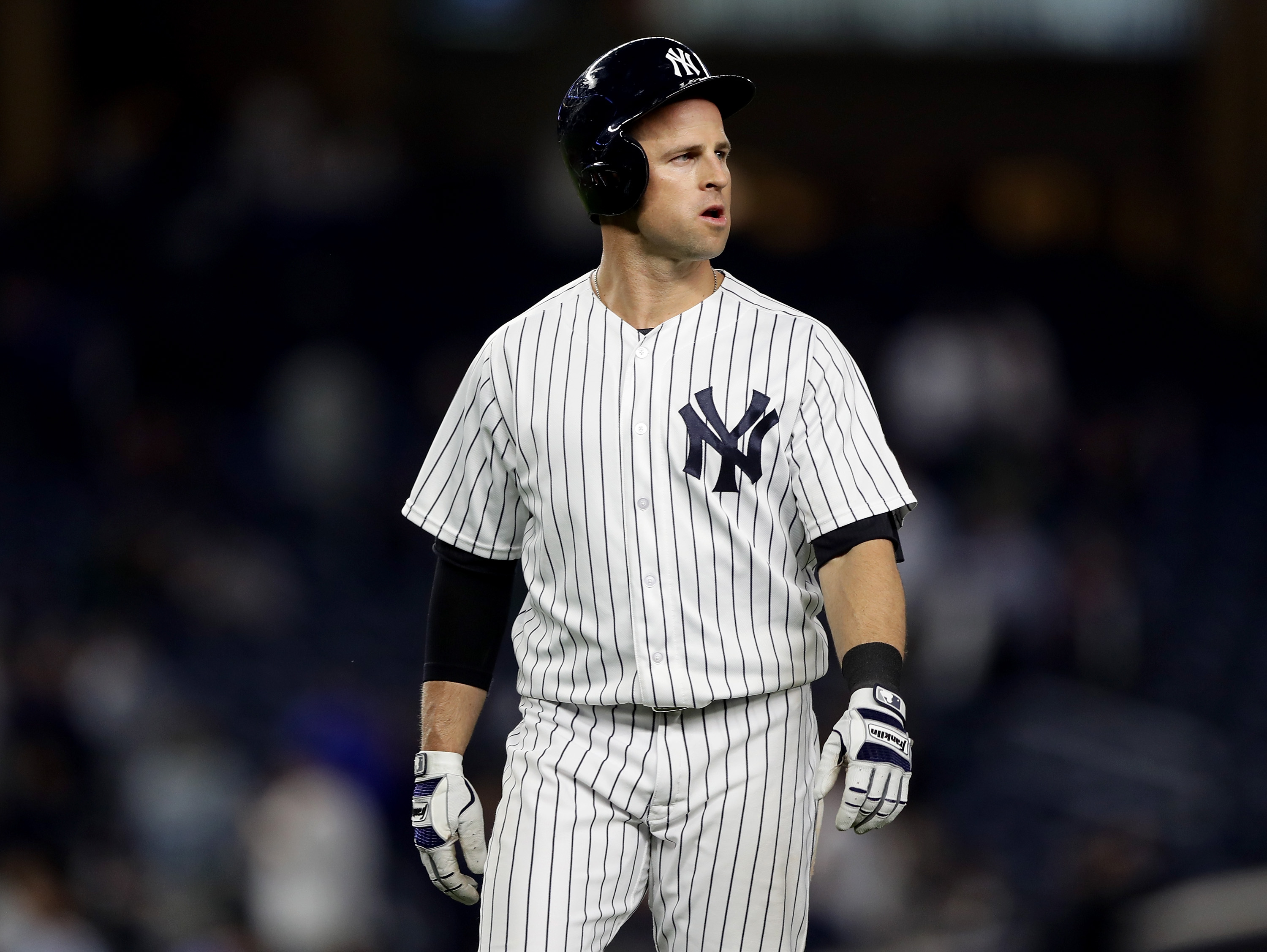 Brett Gardner #11 of the New York Yankees reacts to the 7-3 loss to the Kansas City Royals after the game at Yankee Stadium on May 11, 2016, in the Bronx borough of New York City | Source: Getty Images