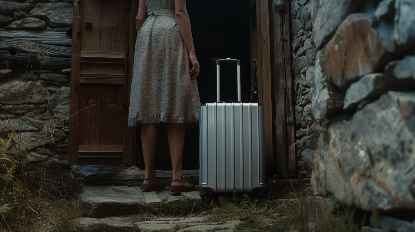 A woman with a suitcase | Source: Midjourney